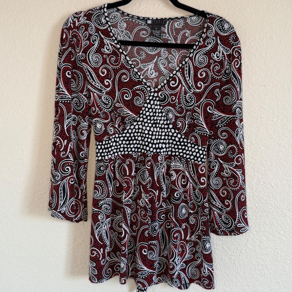 Y2K‎ Medium Red Babydoll Top Bell Sleeve Whimsigoth Retro Funky Fairy Grunge